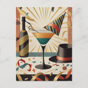 Mid-Century Cocktail Hour - New Years Eve Postcard