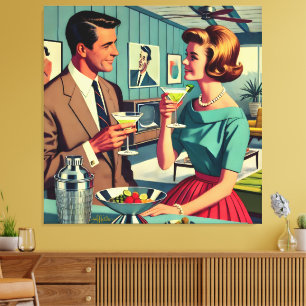 Mid Century Cocktail Party Couples - House Warming Canvas Print