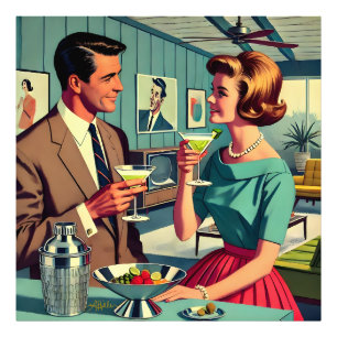 Mid Century Cocktail Party Couples - House Warming Photo Print