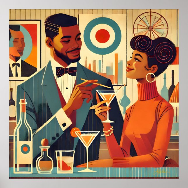 Mid Century Cocktail Party Couples - Soirée Hosts Poster (Front)