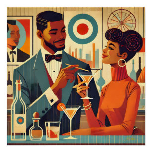 Mid Century Cocktail Party Couples - Soirée Hosts Poster