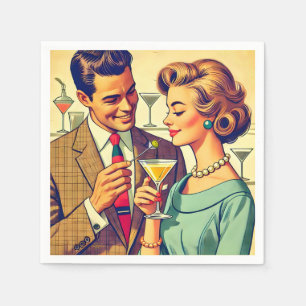 Mid Century Cocktail Party Couples - Temptation Napkin