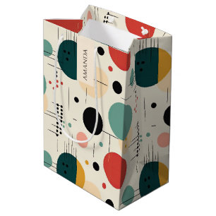 Mid century colorful geometric pattern medium gift bag