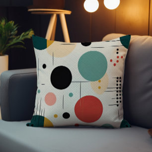 Mid century colorful geometric pattern throw pillow