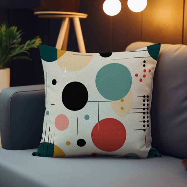 Mid century colorful geometric pattern throw pillow (Creator Uploaded)