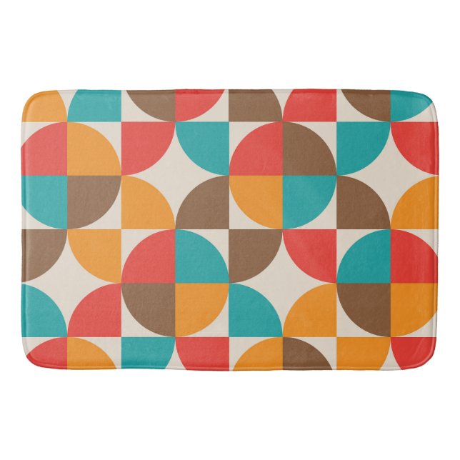 Mid Century Colourful Abstract Half Circles  Bath Mat (Front)