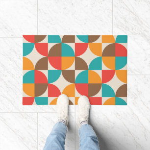 Mid Century Colourful Half Circles Pattern  Doormat