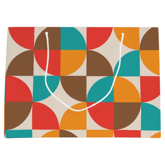 Mid Century Colourful Half Circles Pattern  Large Gift Bag (Front)