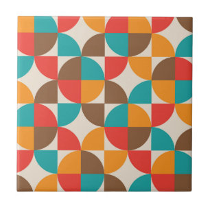 Mid Century Colourful Half Circles Pattern  Tile