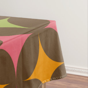 Mid Century Colourful Retro Starbursts Pattern Tablecloth