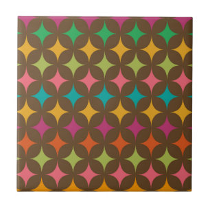 Mid Century Colourful Retro Starbursts Pattern  Tile