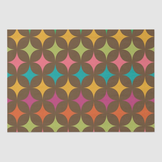 Mid Century Colourful Retro Starbursts Pattern  Tissue Paper (Front)