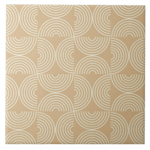 Mid Century Concentric Circles on neutral tan Tile