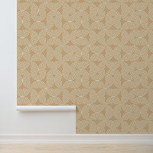 Mid Century Concentric Circles on neutral tan Wallpaper