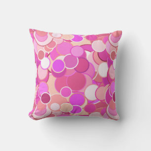 Mid-Century confetti dots - pink and coral Throw Pillow