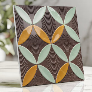 Mid-Century Crescent and Wave in Mint and Mustard Tile