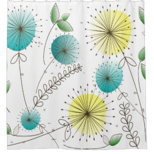 Mid-Century Dandelion Clocks Yellow and Blue