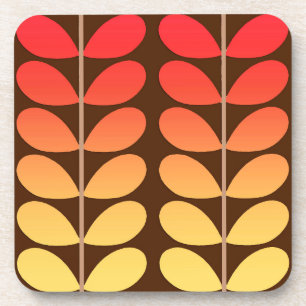 Mid Century Danish Leaves, Brown, Orange & Gold Coaster