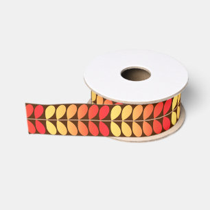 Mid Century Danish Leaves, Brown, Orange & Gold Grosgrain Ribbon