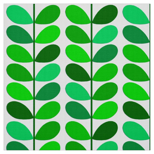 Mid Century Danish Leaves, Emerald and Lime Green Fabric (Swatch)