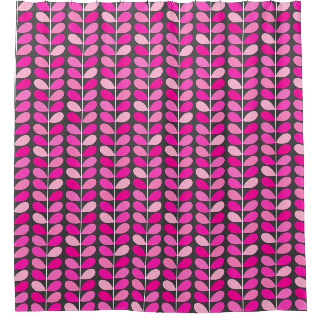 Mid Century Danish Leaves, Fuchsia Pink and Grey (Front)