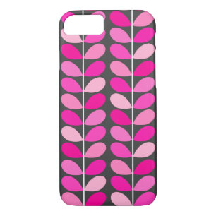 Mid Century Danish Leaves, Fuchsia Pink and Grey Case-Mate iPhone Case