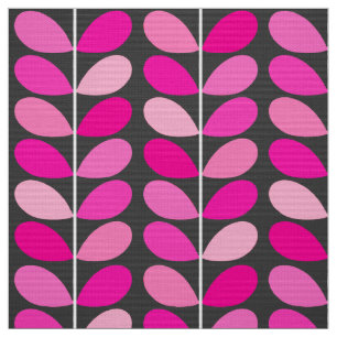 Mid Century Danish Leaves, Fuchsia Pink and Grey Fabric