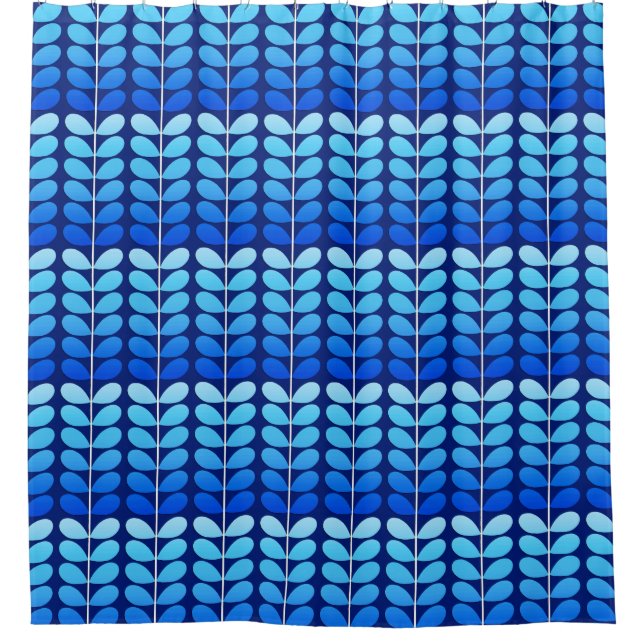 Mid Century Danish Leaves, Navy and Cobalt Blue (Front)