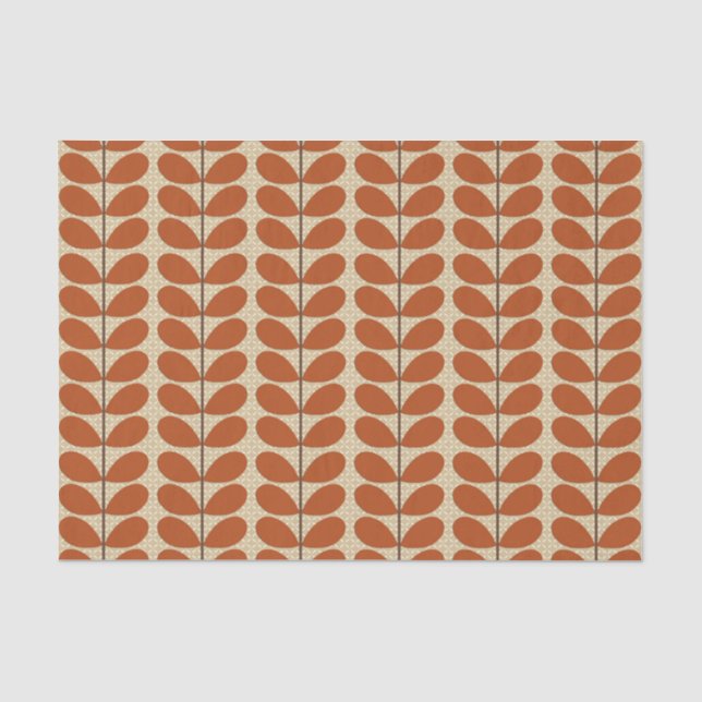Mid Century Danish Leaves, Rust Brown and Beige Tissue Paper (Front)