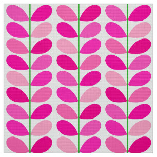 Mid Century Danish Leaves, Shades of Fuchsia Pink Fabric