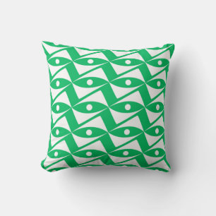 Mid-Century Delta Wings - jade green and white Throw Pillow