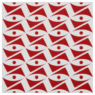 Mid-Century Delta Wings - red and white Fabric