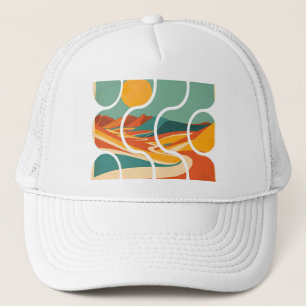 Mid Century Desert Landscape Modern Art Trucker Hat