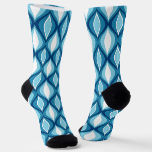 Mid-Century Diamond Pattern in Denim Blues Socks