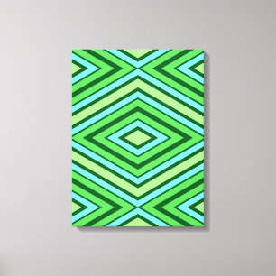 Mid Century Diamond Pattern Jade Green and Aqua   Canvas Print