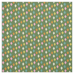 Mid Century Diamonds on Green Fabric