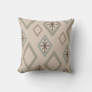 Mid Century Diamonds Soft Neutrals Throw Pillow