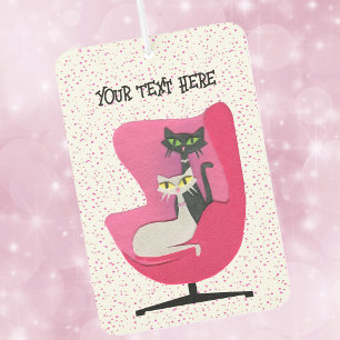 Mid Century Dimensional Look Cats Chair Pink Dots Air Freshener