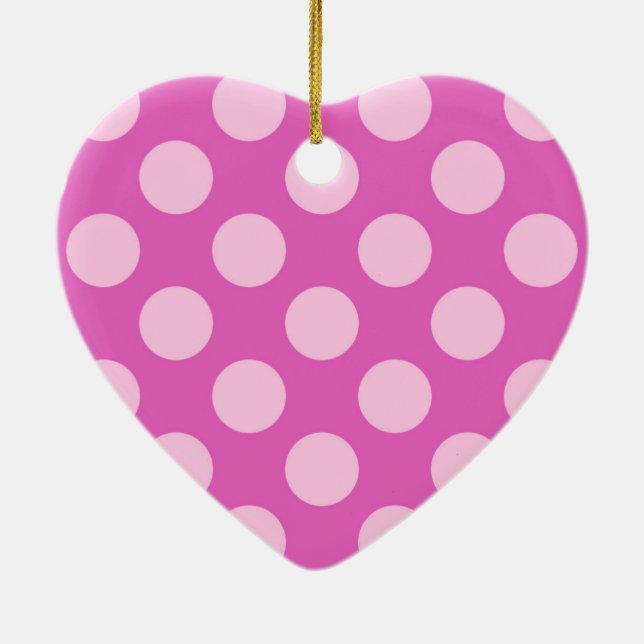 Mid-Century dots - fuchsia pink and coral Ceramic Ornament (Back)