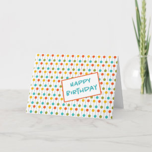 Mid-Century Dots Pattern Birthday Card