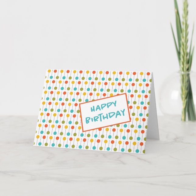 Mid-Century Dots Pattern Birthday Card (Front)