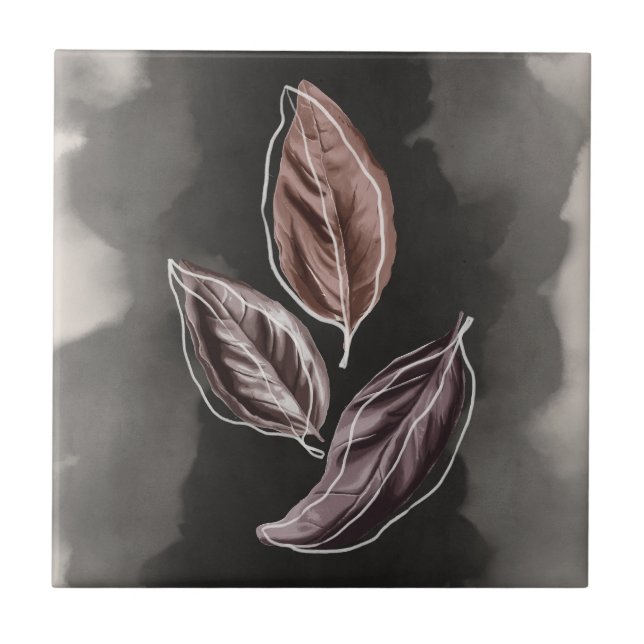 Mid-century Earthtone Fall Leaves  Tile (Front)