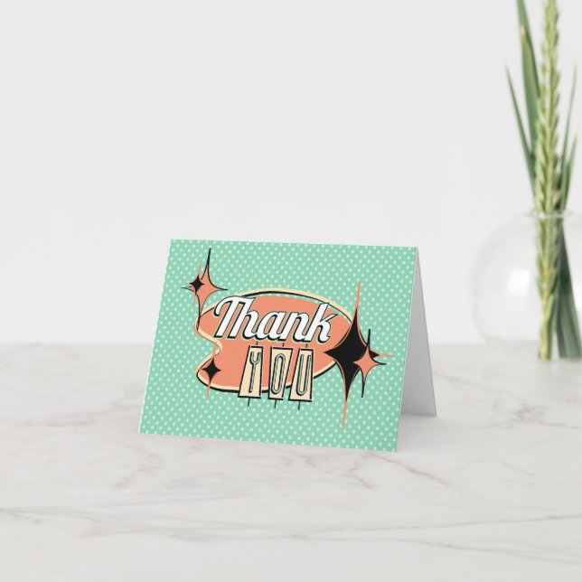 Mid-Century Fifties Folded Thank You Card (Front)