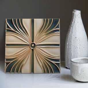 Mid-Century Flower Symmetry Art Deco Belle Epoque Tile