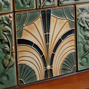 Mid-Century Flower Symmetry Art Deco Belle Epoque Tile