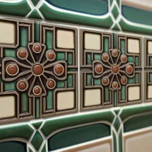 Mid-Century Flower Symmetry Arts Crafts Movement Tile