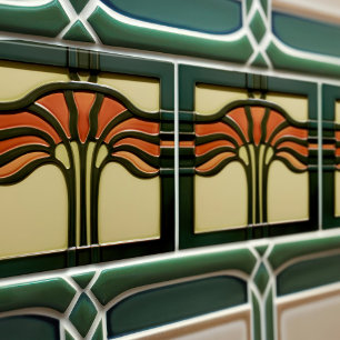 Mid-Century Flower Symmetry Arts Crafts Movement Tile