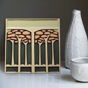 Mid-Century Flower Symmetry Arts Crafts Movement Tile