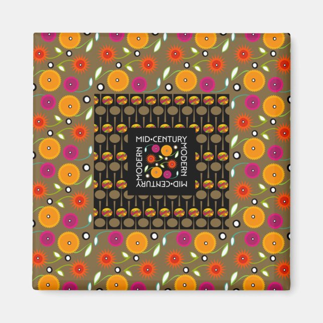 Mid-Century Flowers Magnet (Front)