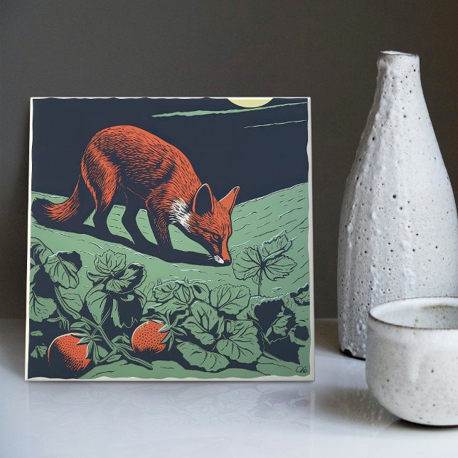 Mid-Century Foxy Strawberry Hunt: Enchanting Tile (Creator Uploaded)